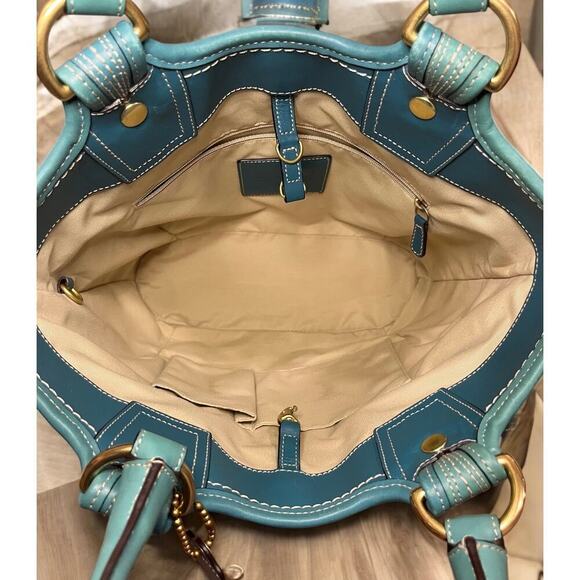 Y2K Coach F13373 Bleecker Straw Tote Bag & Wristlet - Picture 6 of 15